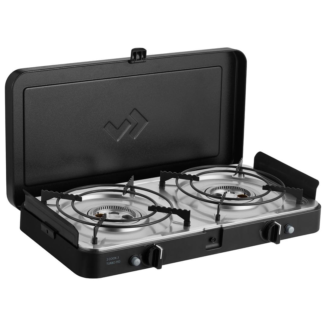 cadac-2-cook-3-turbo-stove-gas-campingkocher-grill-schwarz-gr-n-stahl-aluminium image 1