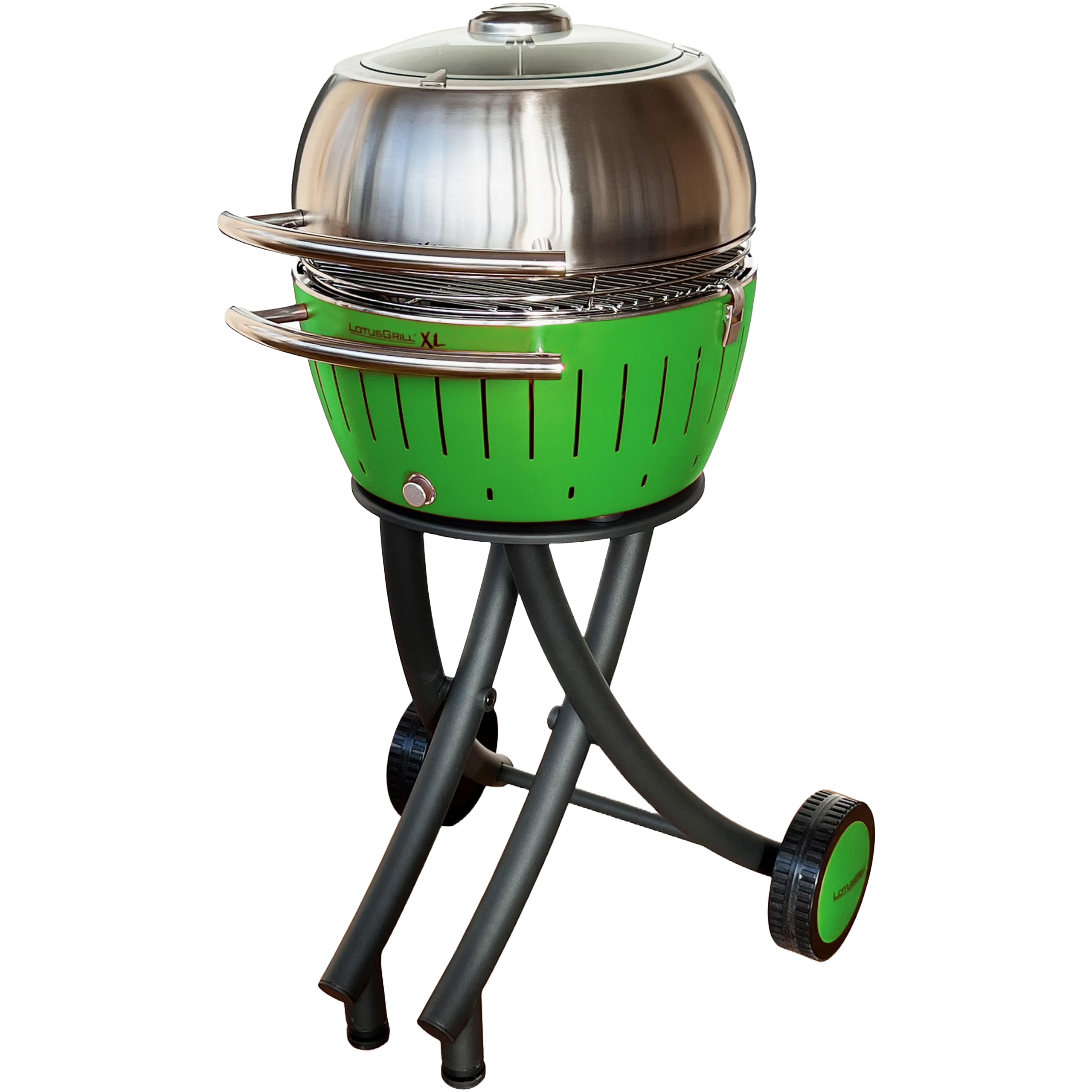 lotusgrill-xl-gartengrill-set-mit-grillwagen-und-edelstahl-haube-limettengr-n image 1