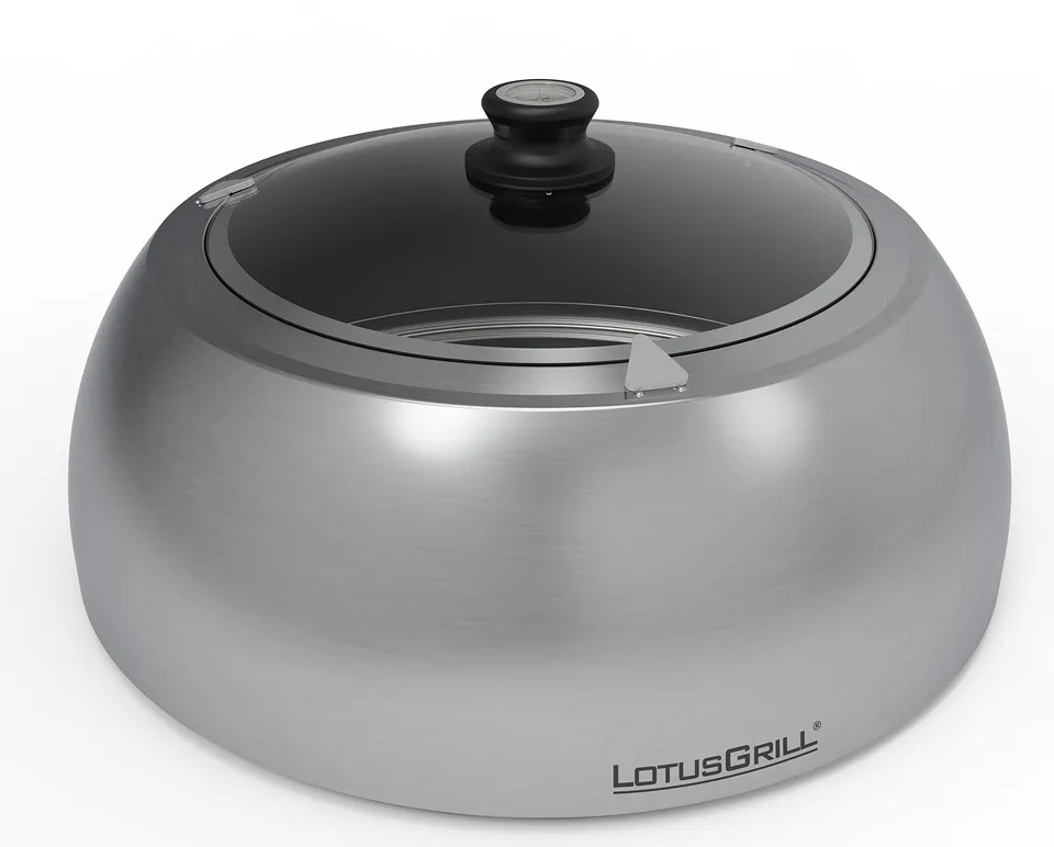 lotusgrill-grillhaube-edelstahl-classic-dk-sg-34-mit-thermometer-und-sichtglas image 1