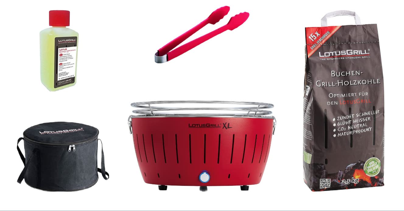 lotusgrill-xl-starter-set-raucharmer-holzkohlegrill-feuerrot-mit-usb-anschluss image 1