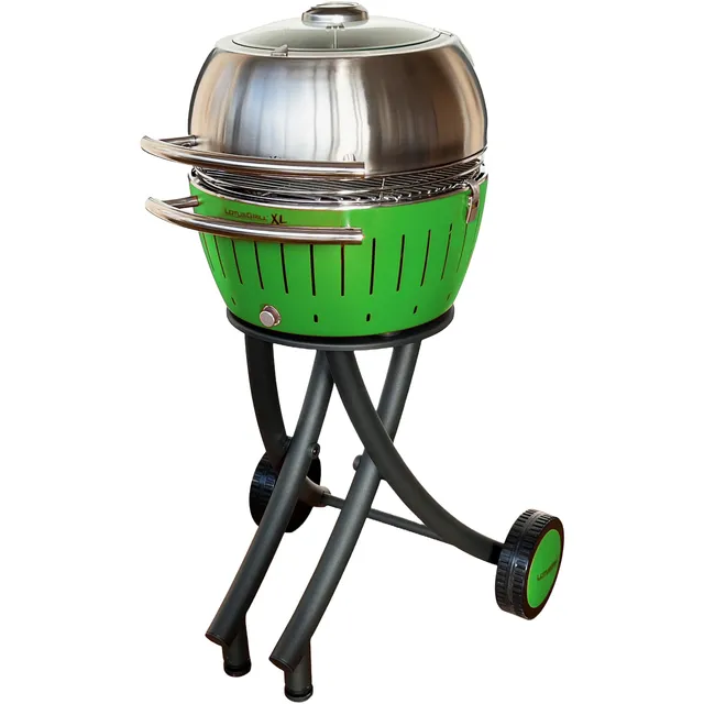 lotusgrill-xl-gartengrill-set-mit-grillwagen-und-edelstahl-haube-limettengr-n image 1